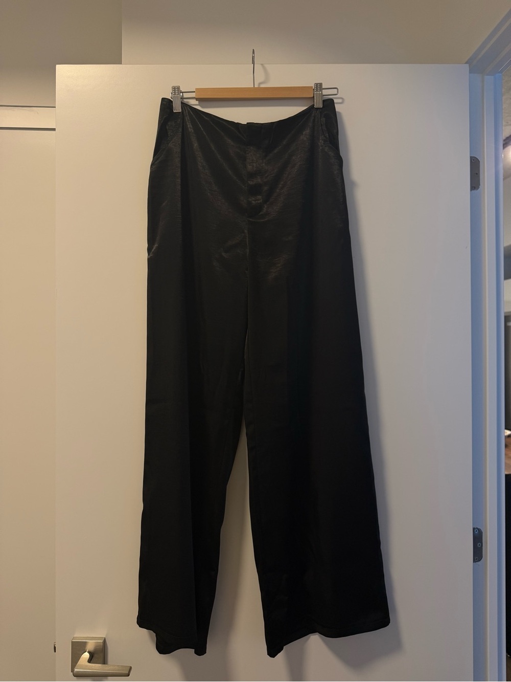 Satin Wide-Leg Black Pants